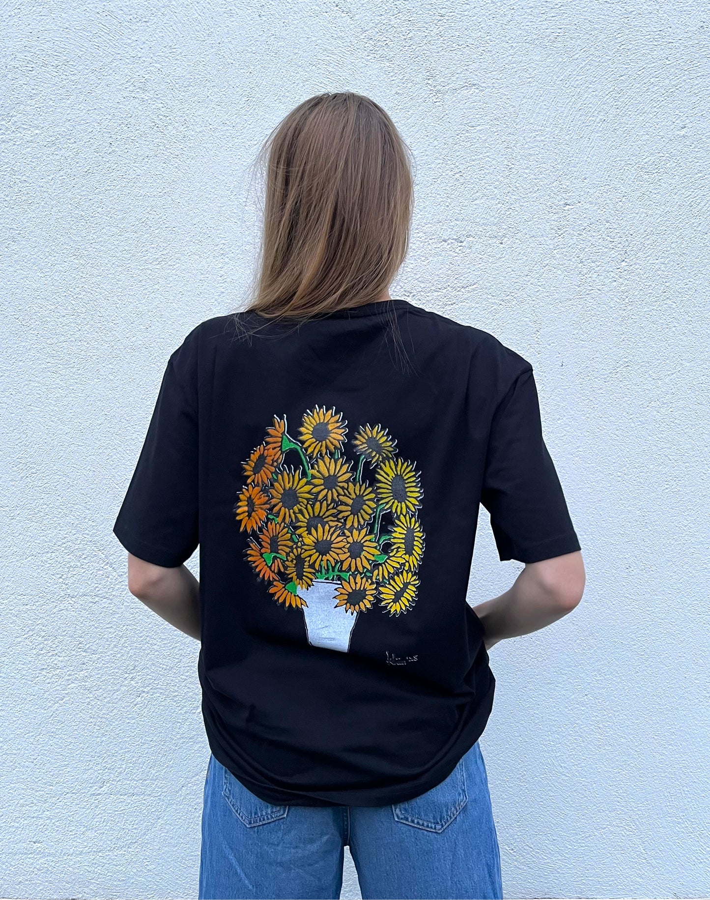 T-Shirt Sonnenblume schwarz Unisex